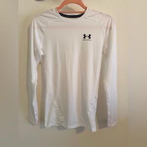 Under Armour Men's White Long Sleeve Compression Shirt, medium